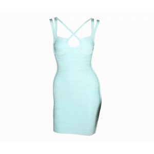 Criss-Cross Solid Color Sexy Style Polyester Sleeveless Bandage Dress For Women